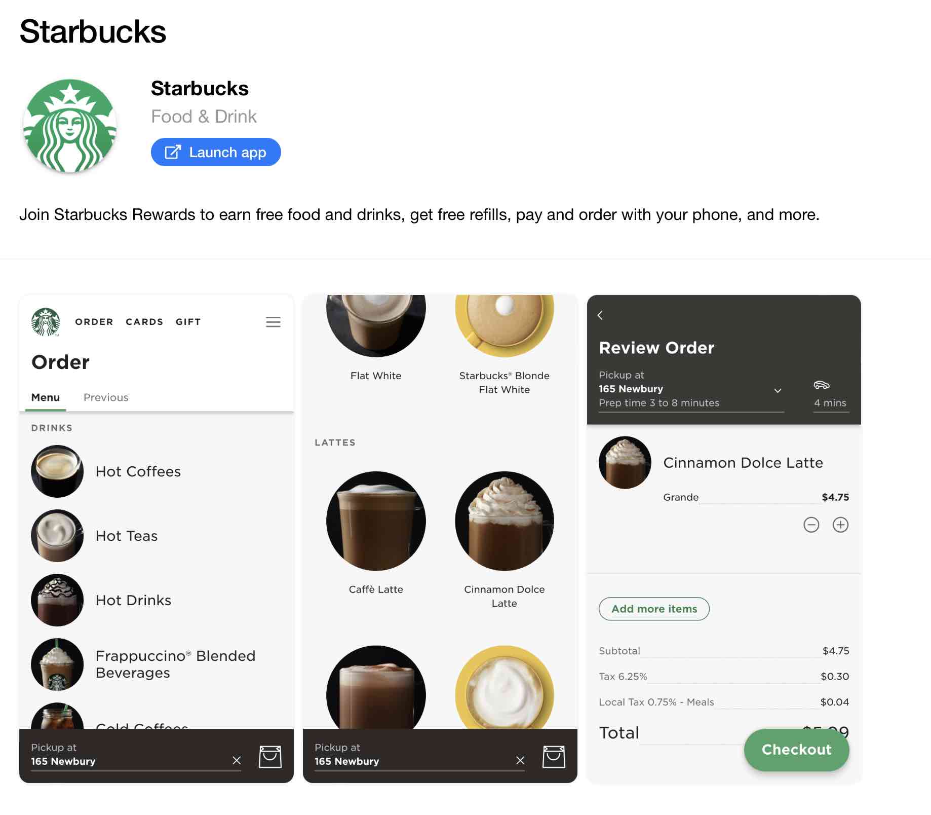 Starbucks PWA app