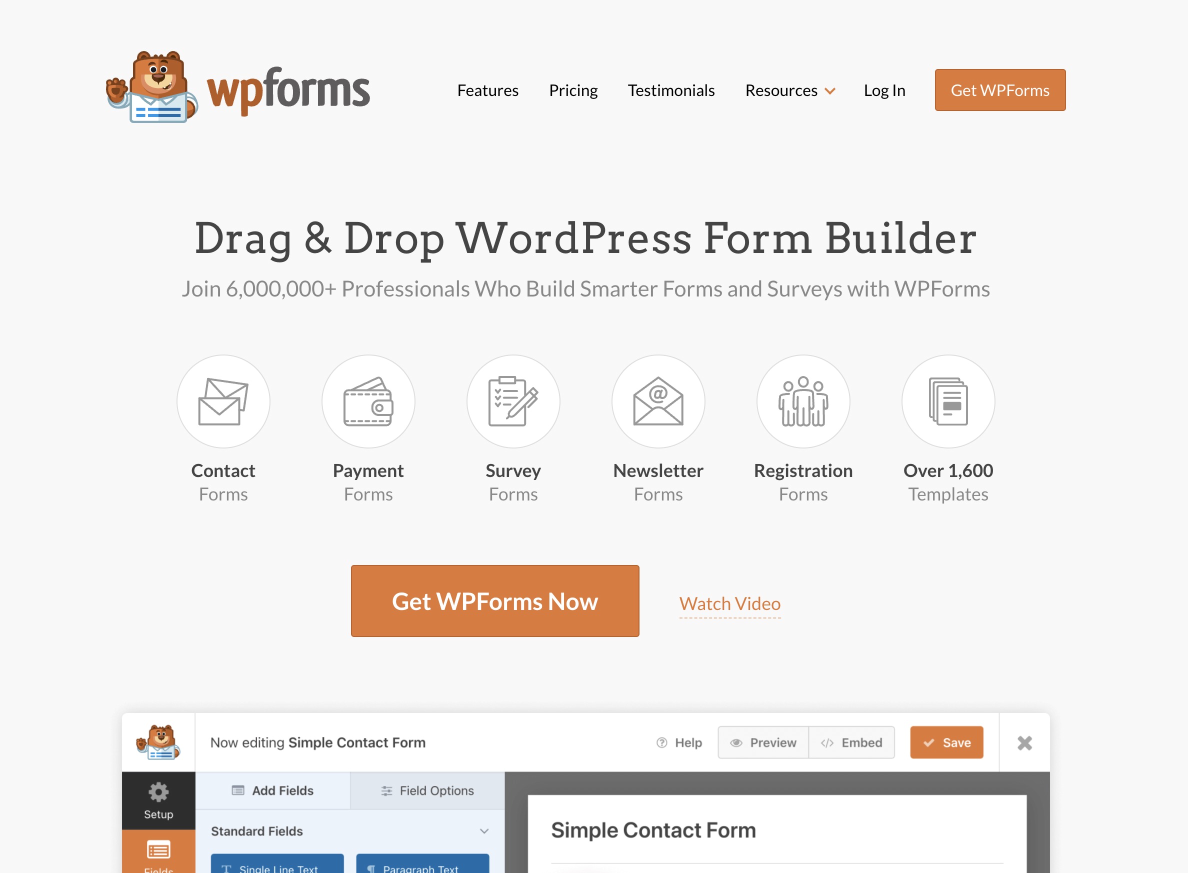 WP forms webpage