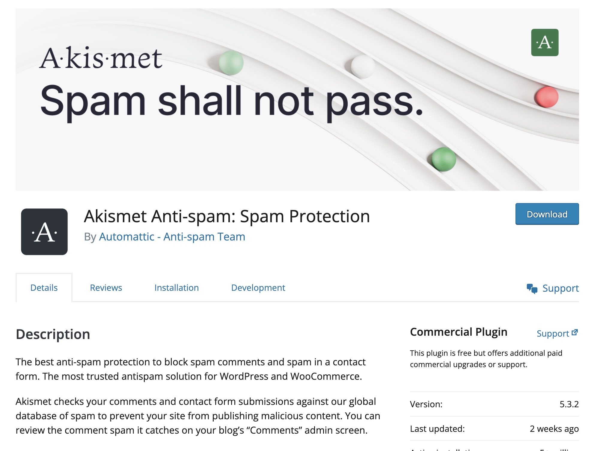 Akismet webpage
