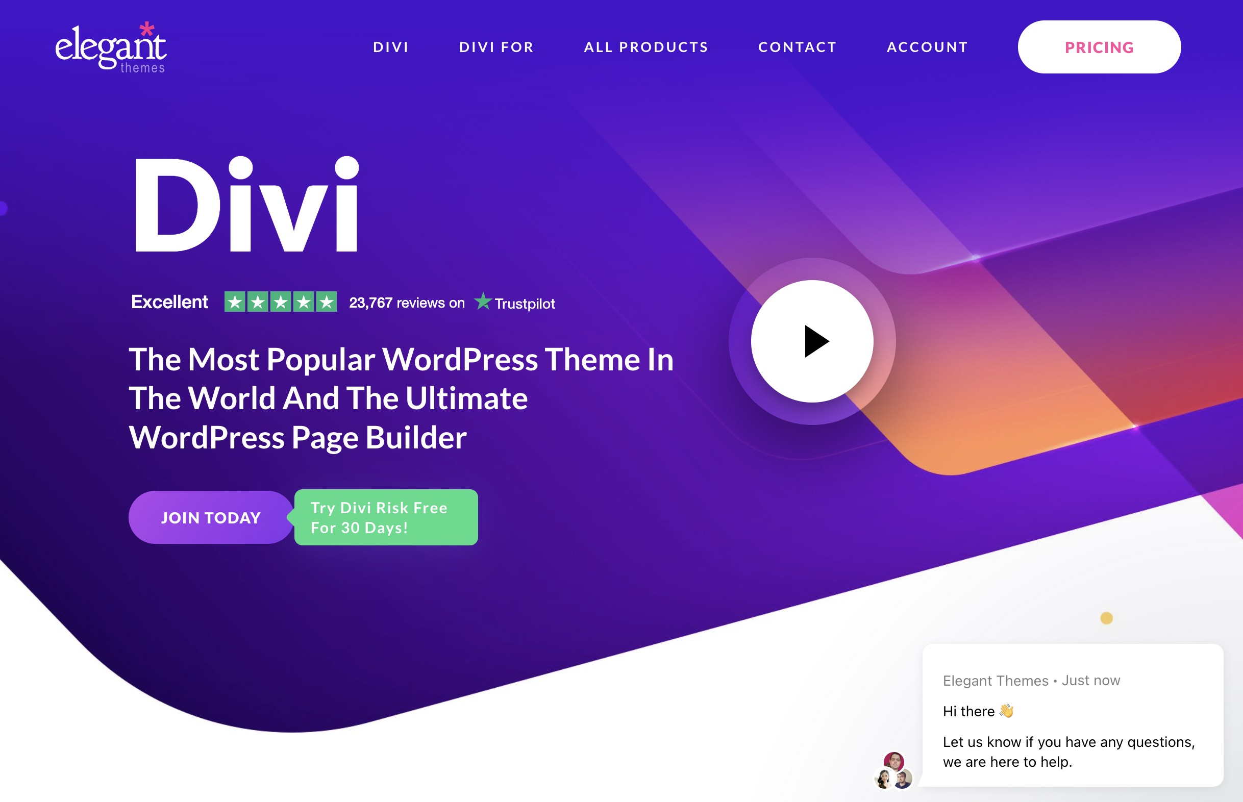 Divi Builder webpage