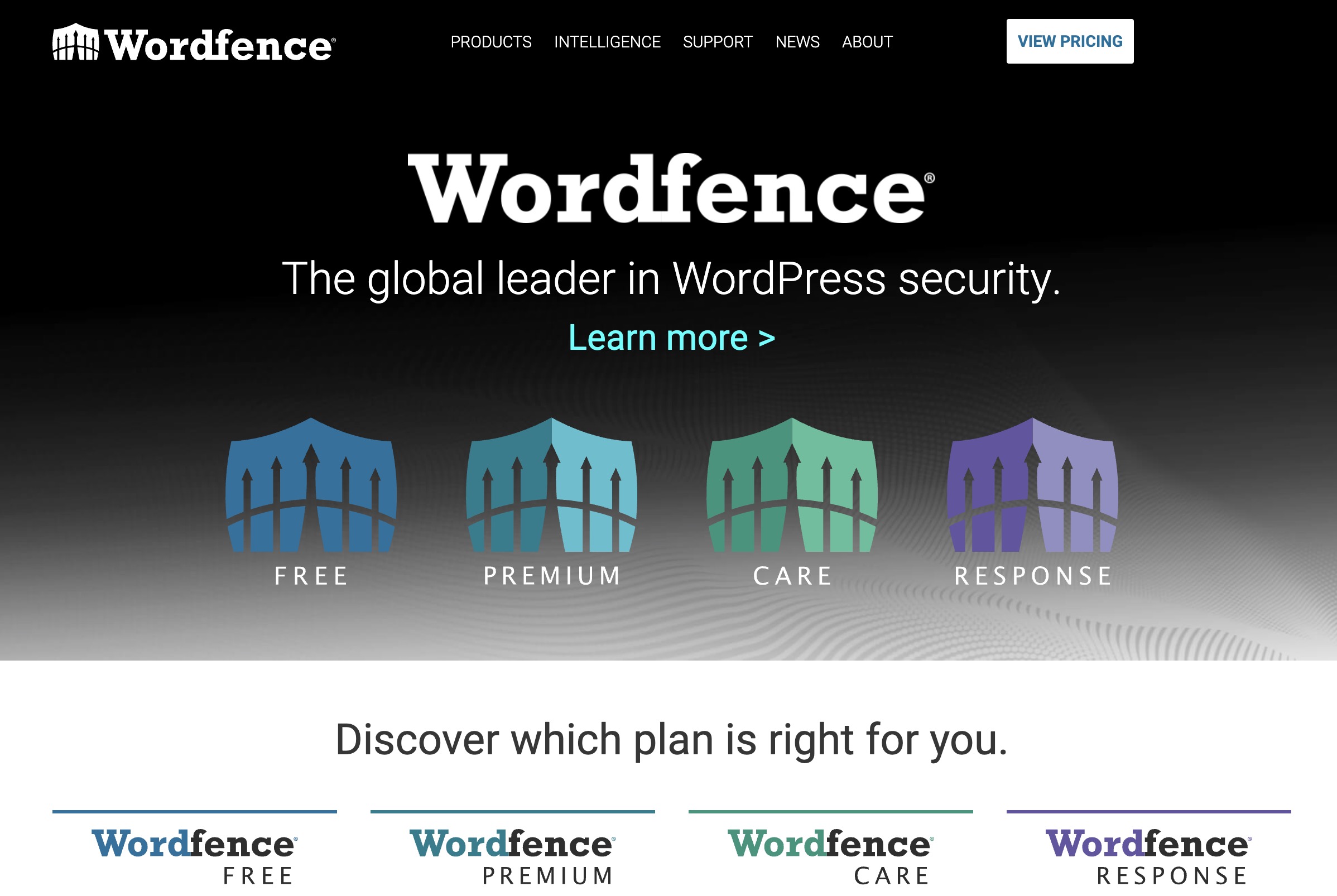 Wordfence Security webpage
